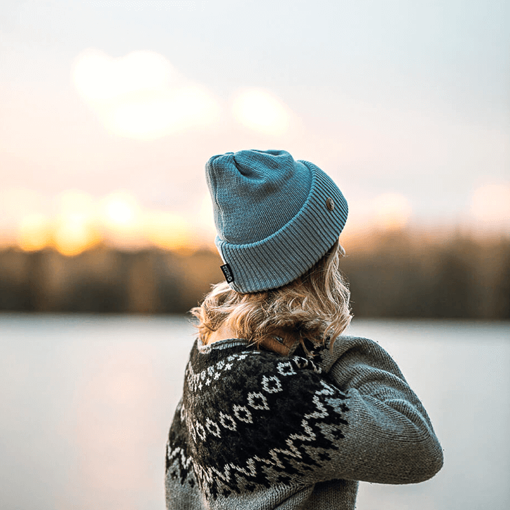 SuperYellow Norden Merino Wool Chunky Beanie Light blue