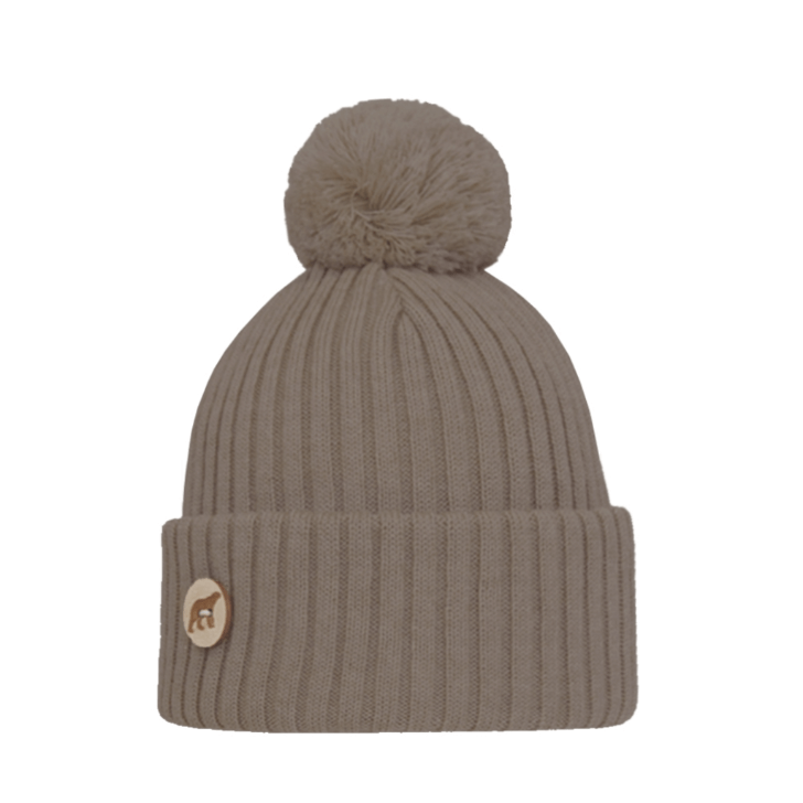 SuperYellow Arctos Merino Wool Pompom Beanie Beige