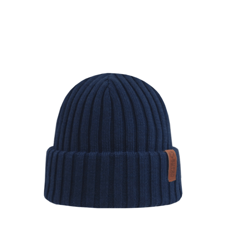 SuperYellow Beam Merino Wool Beanie Dark Blue