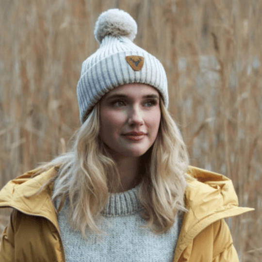 SuperYellow Caribou Merino Wool Pompom Beanie Vanilla