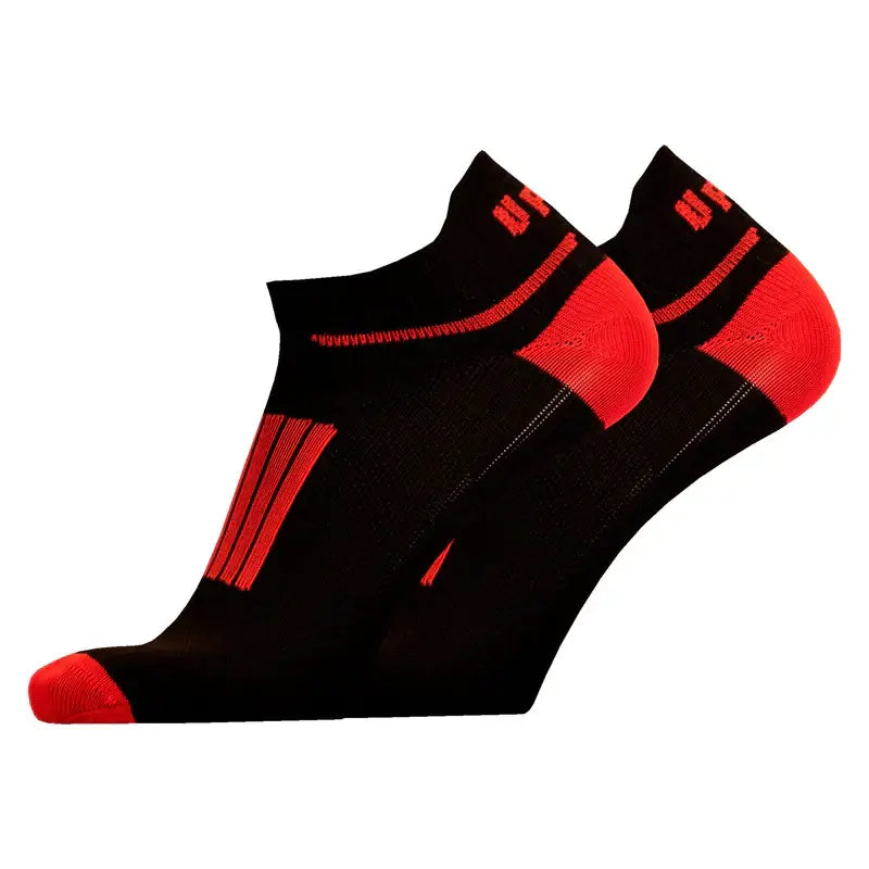 Front low black red running socks