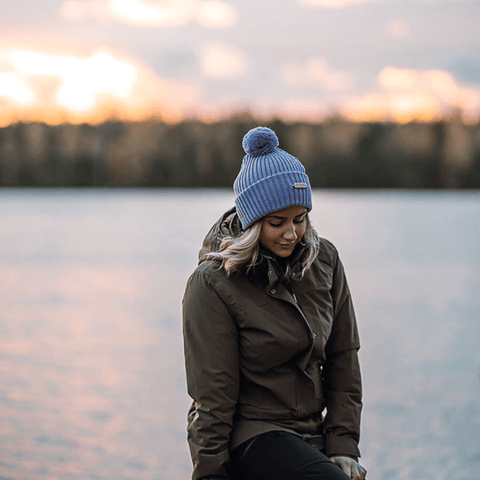 SuperYellow Kide Merino Wool Pompom Beanie Light-blue