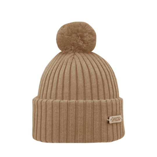 SuperYellow Kide Merino Wool Pompom Beanie Toffee