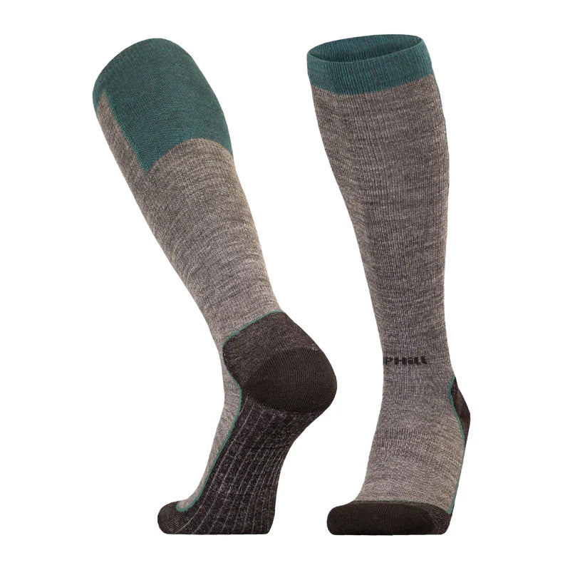 Ouna Grey green merino ski socks ide