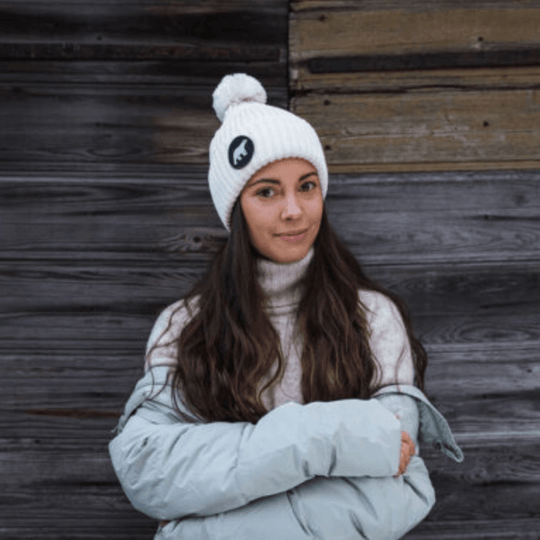 SuperYellow Polar Merino Wool Beanie Pompom White