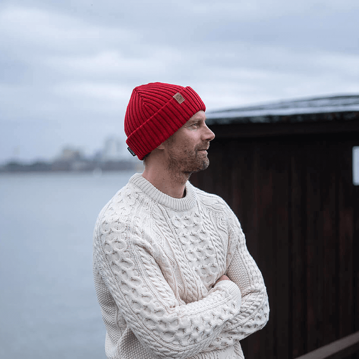 SuperYellow Sailor Merino Wool Beanie Red