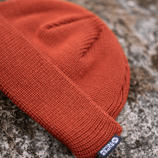 SuperYellow Fisherman Merino Wool Beanie Red