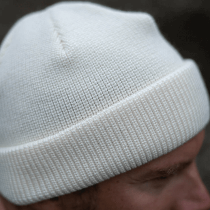 SuperYellow Fisherman Merino Wool Beanie Off white