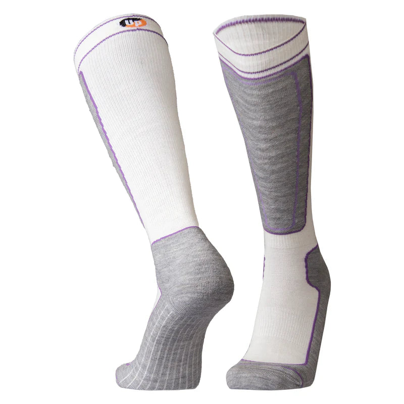 Tuntu white grey ski socks side